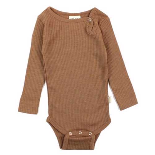 Petit Piao - Petit Piao Body L/S Merino Wool Plain - Latte - Str. 62